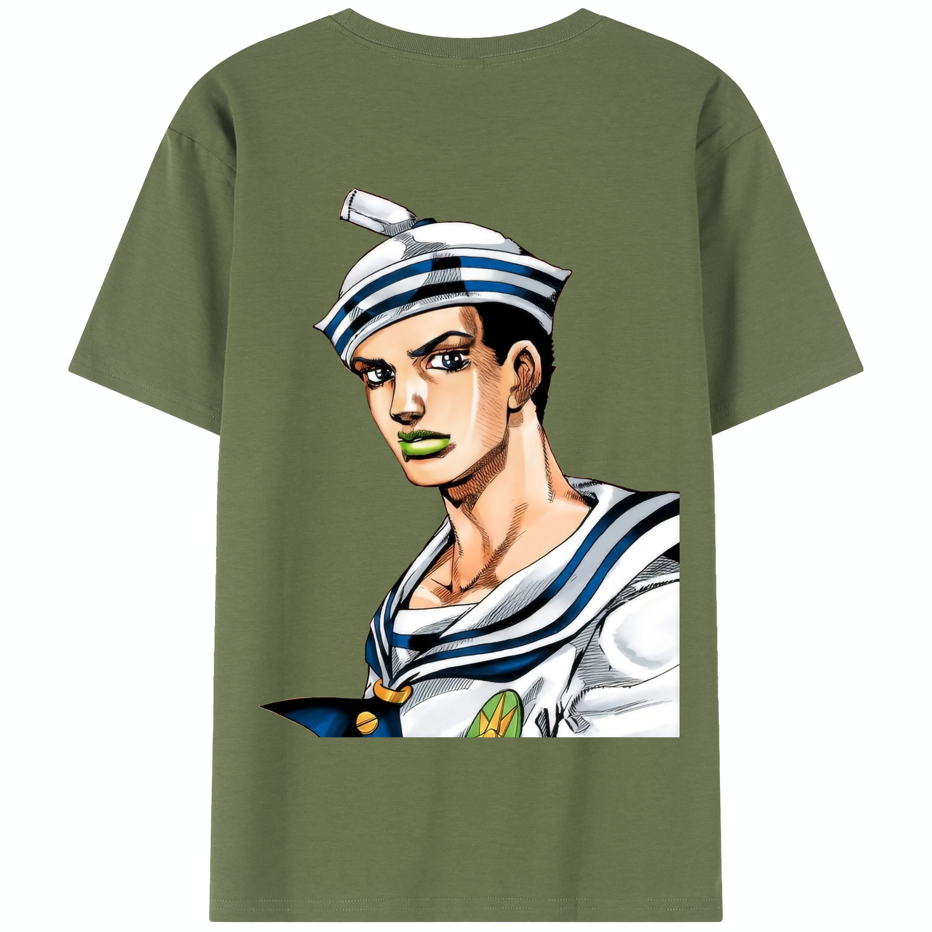 （画像用） ジョジョの奇妙な冒険 東方定助 JoJo's Bizarre Adventure Higashikata Josuke 綿100％半袖Tシャツ（背面プリント）
